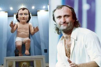 Igreja constrói estátua gigante do menino Jesus que parece Phil Collins
